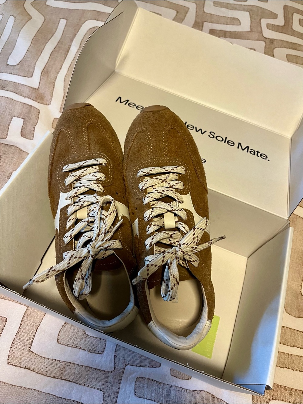 Larroude Brown Suede Stella Women's Sneakers with White Accents